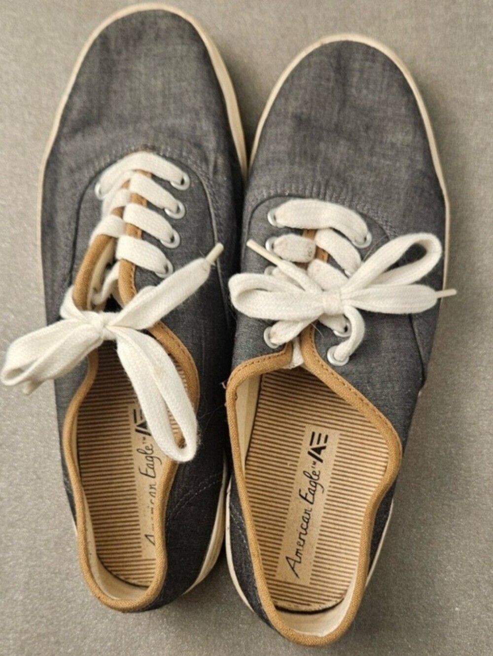 American Eagle Gray Canvas Lace Up Sneakers Women's Size 8 Casual Shoes - Picture 9 of 10